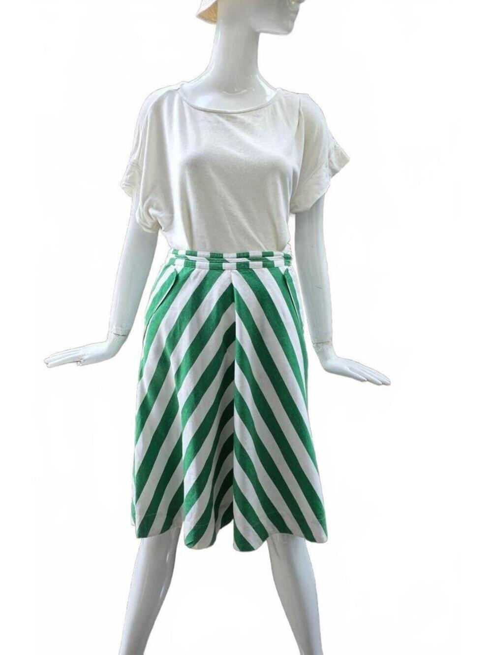 Anthropologie Postmark Spearmint Chevron Striped A-Line Midi Skirt Size 0 Preppy